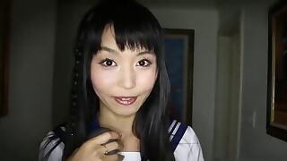 Japanese schoolgirl returns to home and masturbating